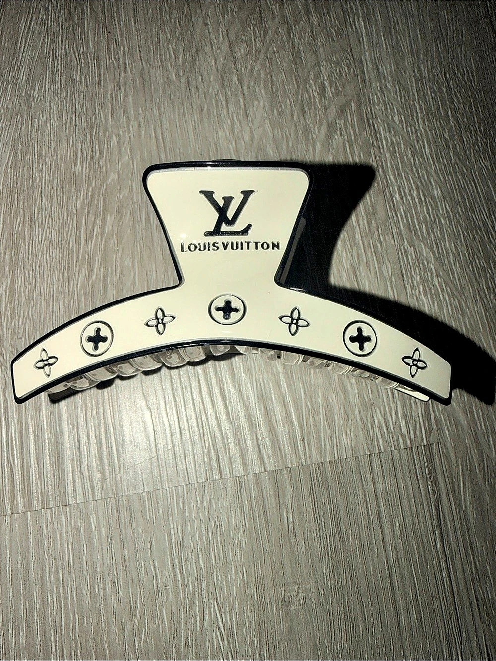 Louis Vuitton Monogram Resin Hair Claw Clip Cream Black